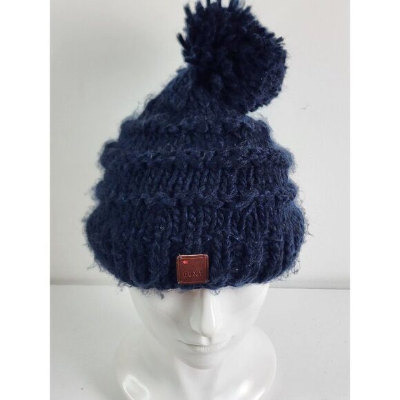 Roxy Blizzard Pom Style Hat, Women's, Navy Blue - Picture 8 of 10